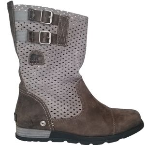 Sorel Perforated Gray and Brown Booties